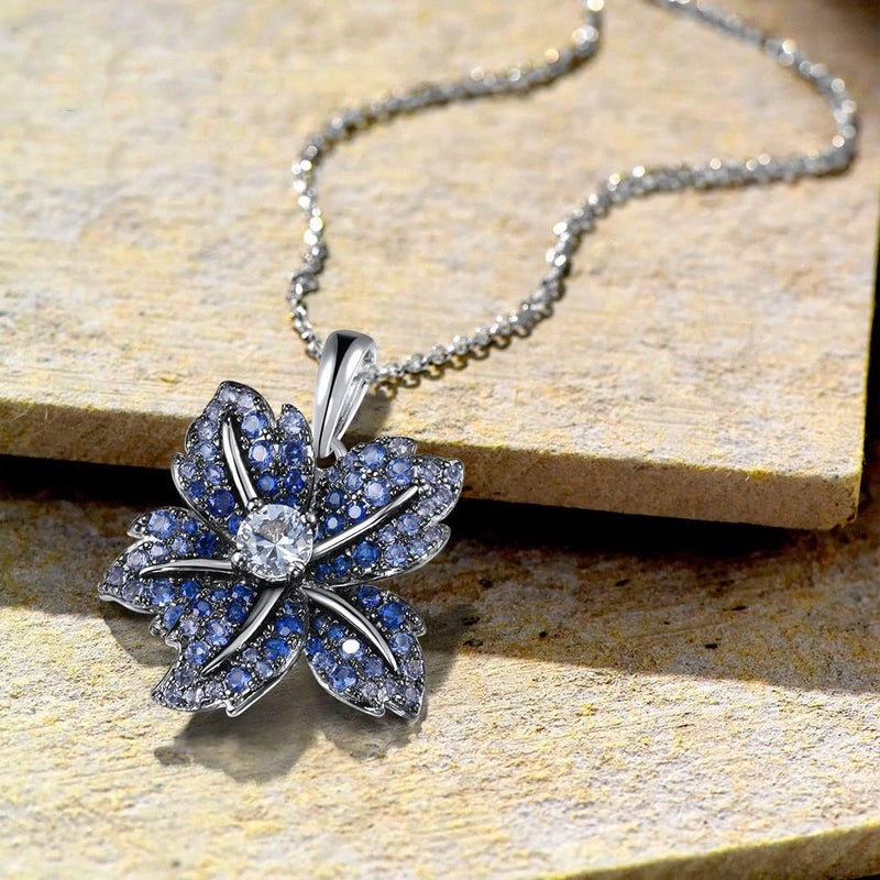 Santuzza Sterling Silver Gemstone Flower Pendant for Women - Image 2